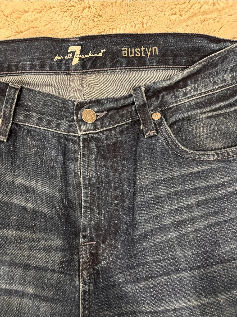 7 For All Mankind Men's Dark Blue Relaxed Jeans